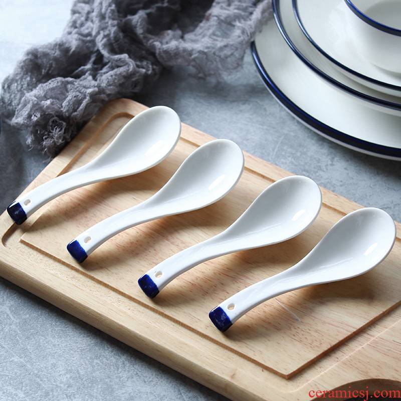 Ancient bo long spoon, spoon, small pure and fresh and the spoon handle Korean household ultimately responds soup spoon tableware ceramic spoon, Japanese