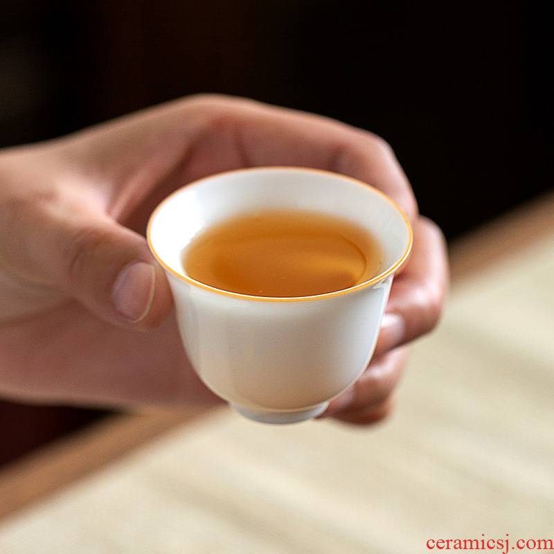 Jingdezhen thin foetus kung fu tea cup single CPU yongle sweet white sample tea cup tea masters cup white porcelain, household small tea cups