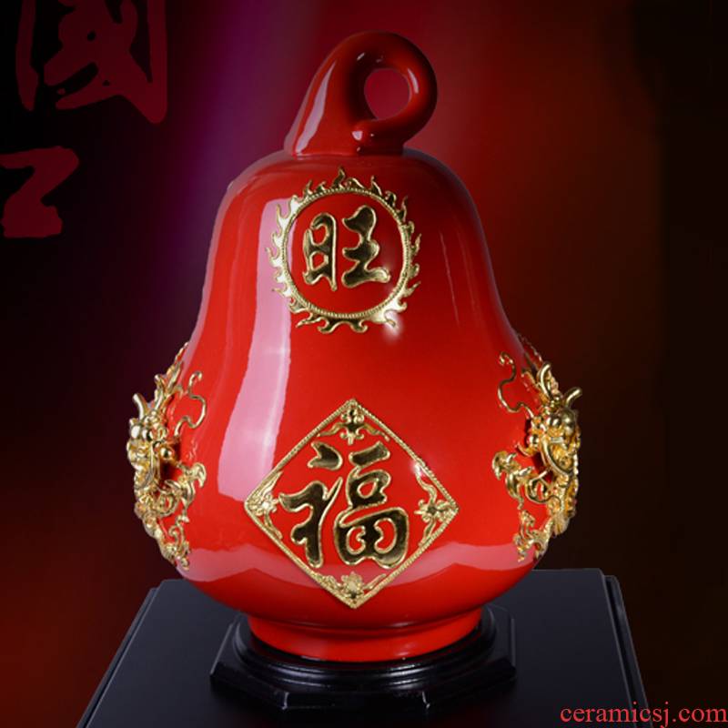 Really hold wedding furnishing articles paint line carve ceramic wedding festive red Chinese red pumpkin house decoration household work