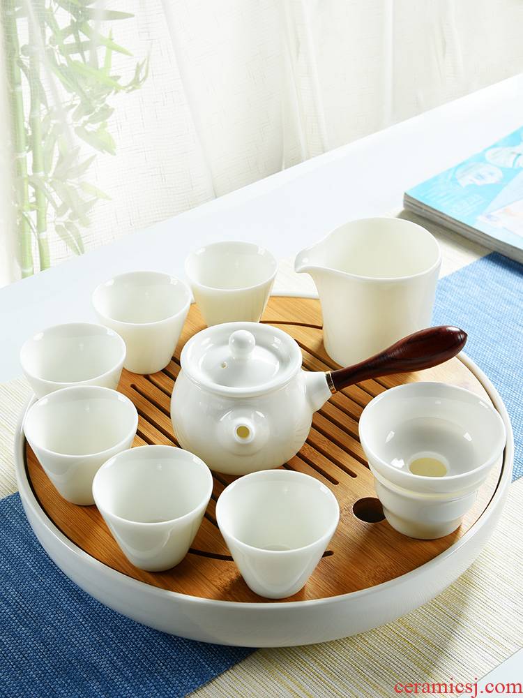 Beauty cabinet kung fu tea set built dehua white porcelain contracted household modern ceramic Japanese dry small tea tray tea set