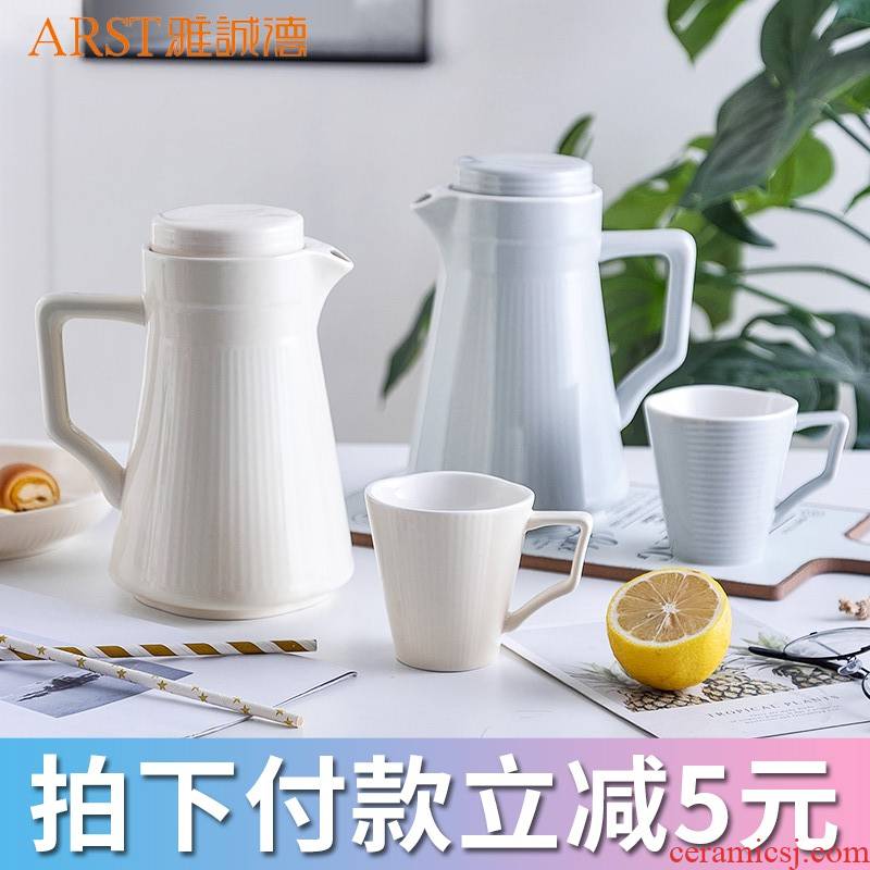 Ya cheng DE ins cold ceramic kettle, cold water mass teapot cup suit household heat contracted sitting room