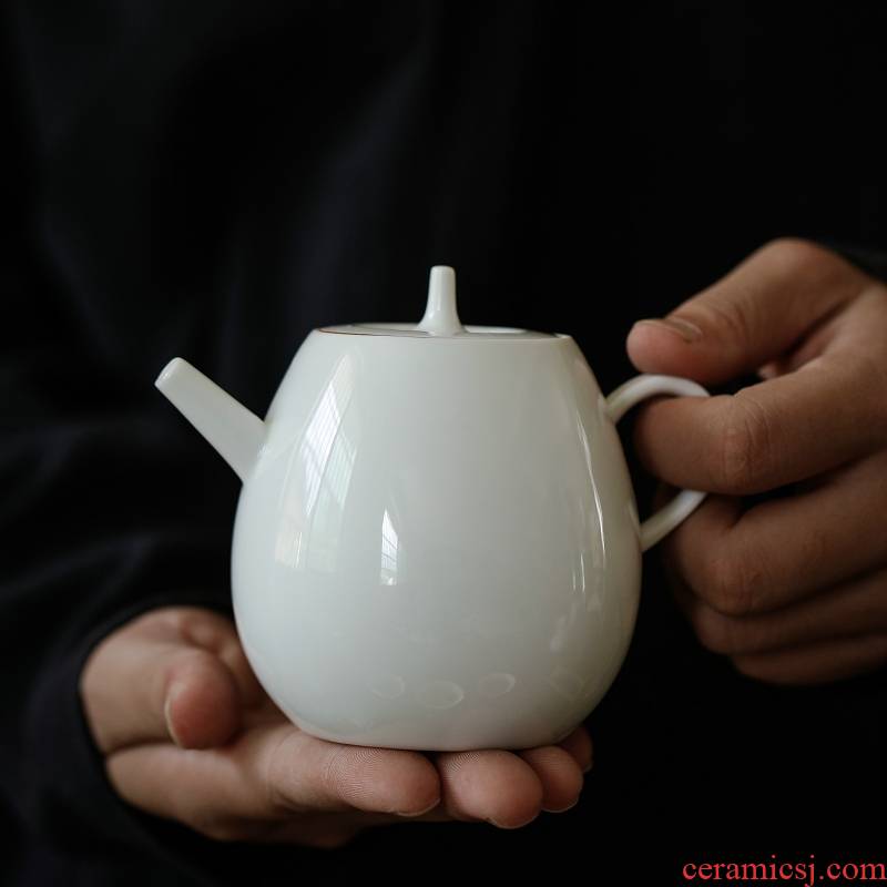 Kate dehua sweet white teapot contracted household kung fu tea set ceramic teapot ceramic ball hole, single pot of tea