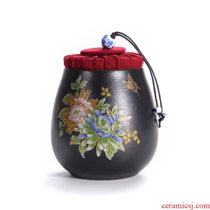 Kate black pottery to pick flowers caddy fixings ceramic POTS sealed tank storage POTS trumpet puer tea boxes, tea accessories