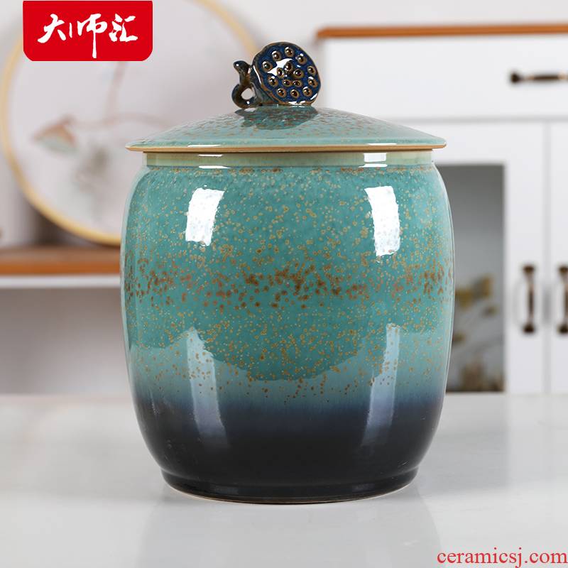 Barrel ricer box household moisture meters cassette cover 20 jins jingdezhen ceramic grain flour tea rice storage tank