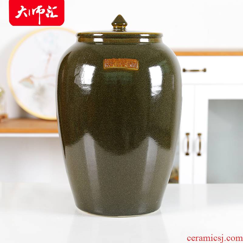 Jingdezhen ceramics with cover barrel ricer box tea oil cylinder tank at the end of the storage tank is 50 kg 100 jins moisture meter box