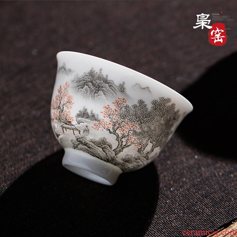 Jingdezhen ceramic color ink landscape cup sample tea cup manual kung fu noggin single CPU hand - made personal tea cups