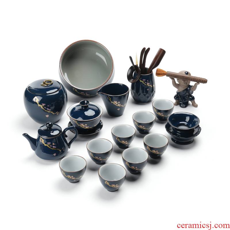 Poly real (sheng ji blue glaze modern household kung fu tea set suits for your up checking ceramic teapot tea tea sea fair keller