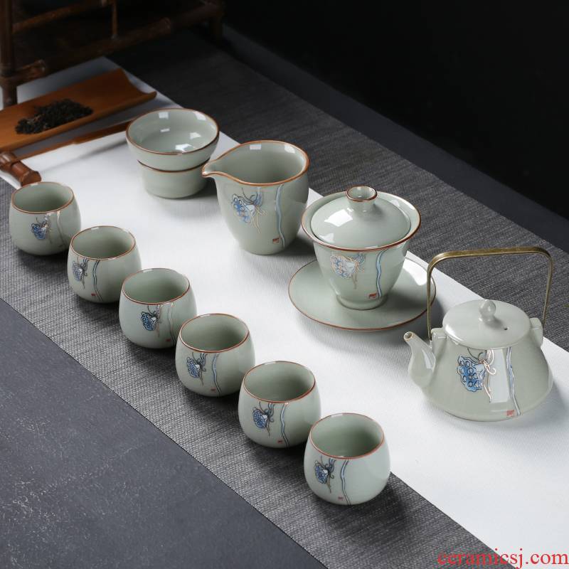 Your up tea set ceramic kung fu teapot teacup of a complete set of modern office Chinese style restoring ancient ways household contracted Your porcelain
