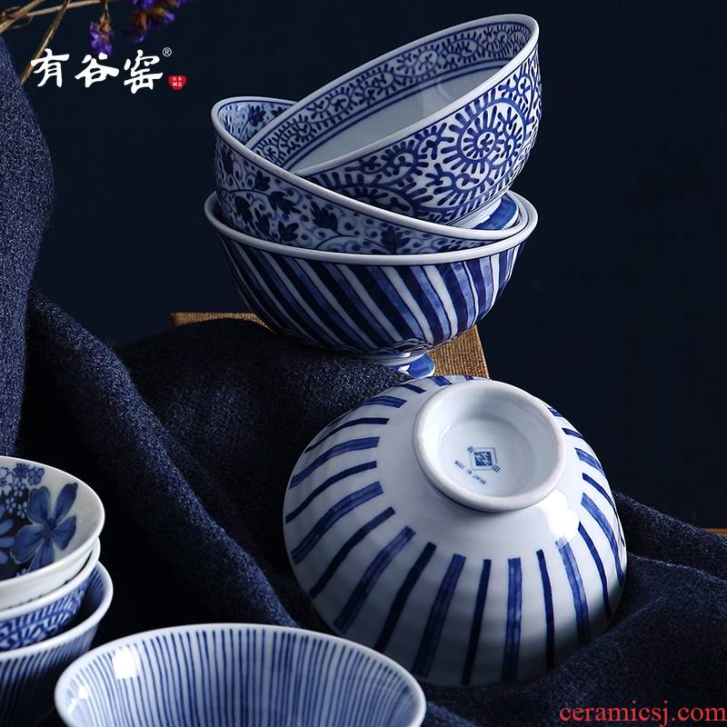 Use of the individual household creative and wind to eat ceramic tableware porringer blue and white porcelain bowls Japanese jobs by the valley of life