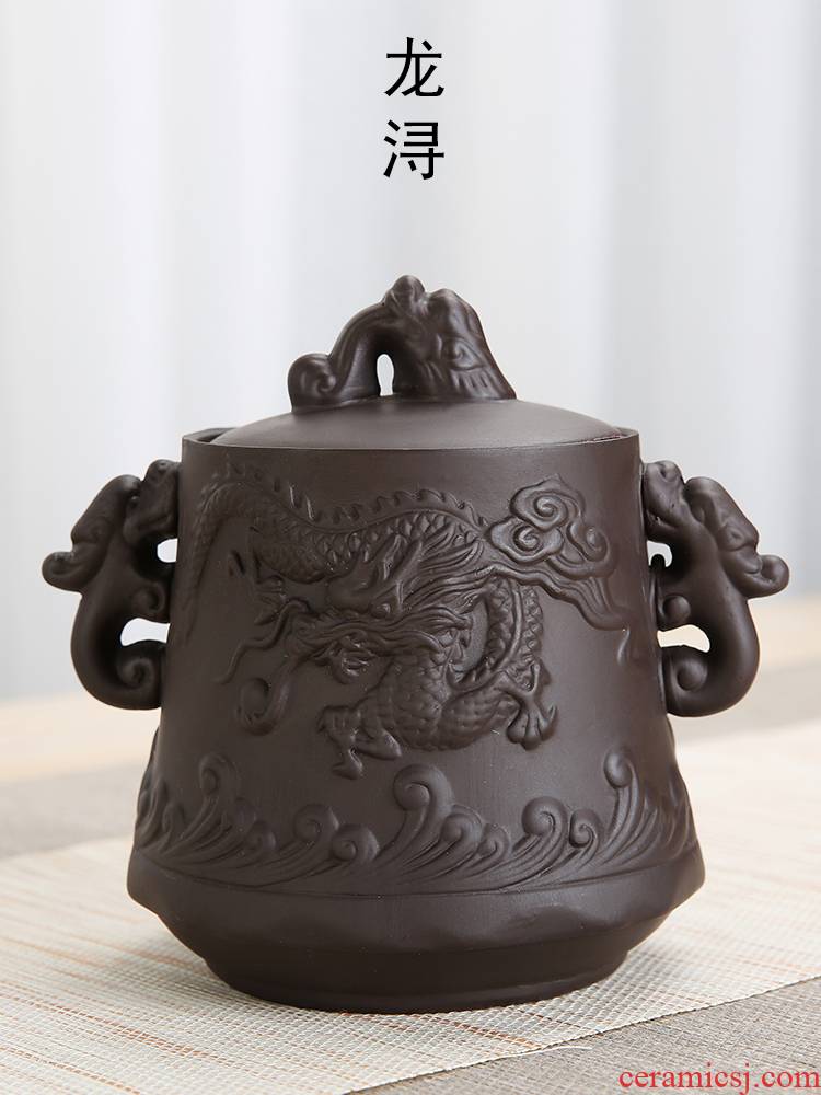 Dragon invertors violet arenaceous caddy fixings ceramic POTS size pu 'er tea box storage sealed as cans of household and POTS