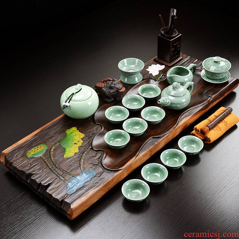 Repeatedly in a complete set of tea set celadon semi - automatic kung fu tea set and creative automatic magnetic electric heating furnace