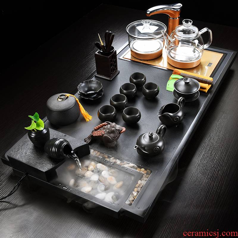 Are a popular tea tray of a complete set of tea sets electromagnetism automatic four unity sharply stone, ceramic household put modern living room