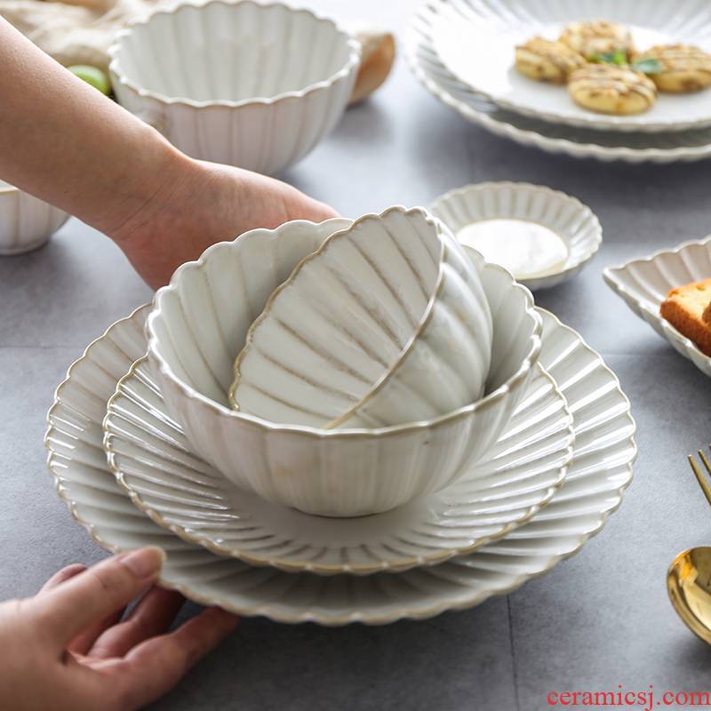 Pongsapat variable glaze ceramic tableware of 2 people eat Japanese high - grade lace suit bowl bowl plate glass chopsticks