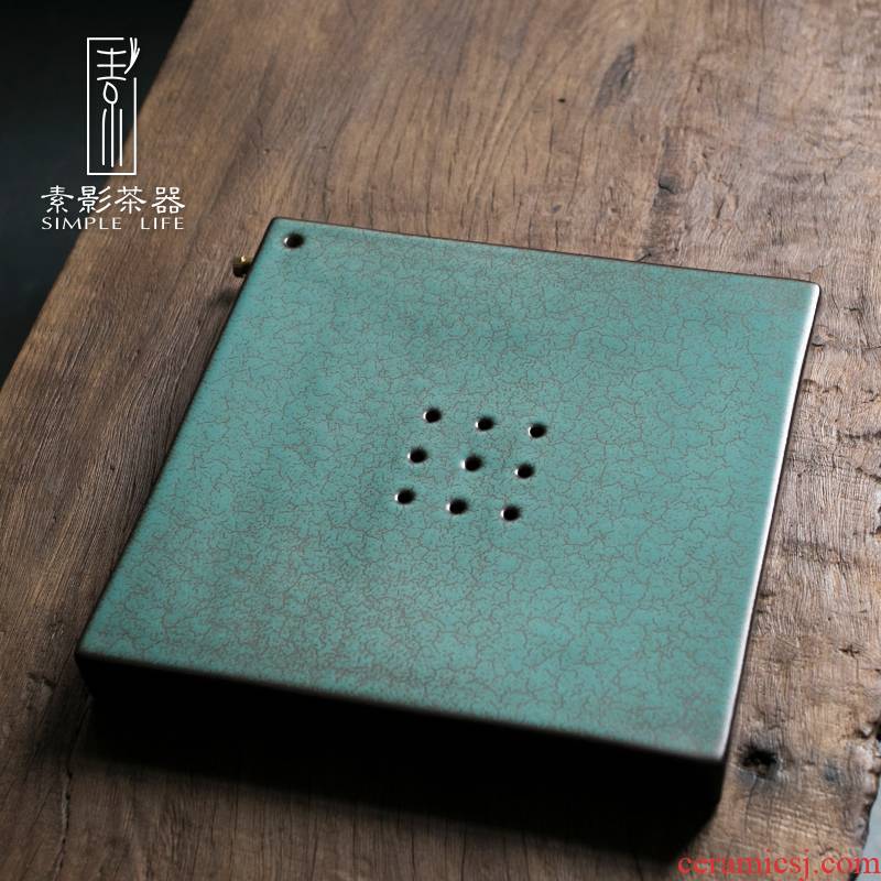 Restoring ancient ways, shadow dry tea tray was coarse pottery tea dry wet amphibious units square water drainage tray was ancient sea green tea
