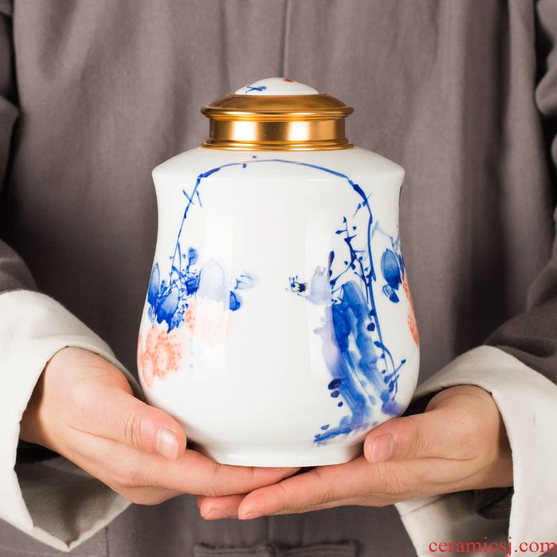 Jingdezhen ceramic tea household decorative furnishing articles caddy fixings general storage sealed as cans ceramic jar