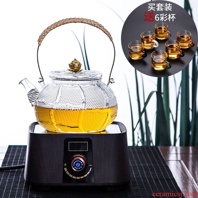 Glass kettle pot of hammer to girder household teapot high temperature kung fu tea boiled tea machine electricity TaoLu flower