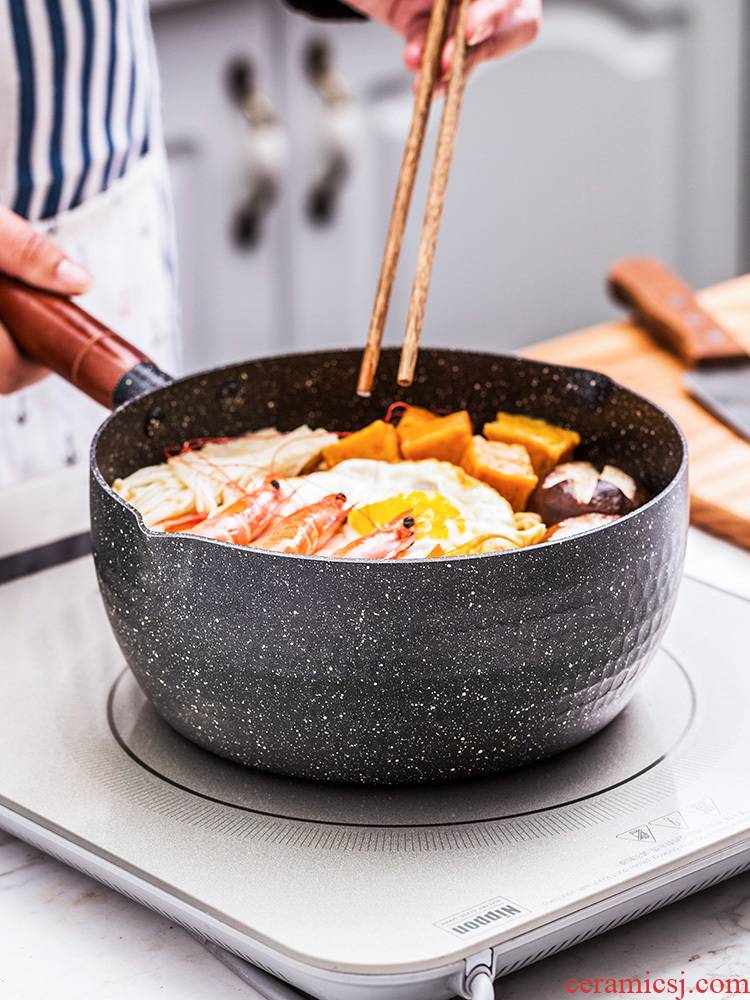 Porcelain color beauty of Japanese snow household multifunctional milk pan pan, a small cooking pot flat noodles soup pot, non - stick cooking pot