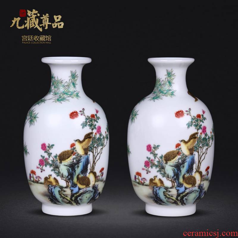 Jingdezhen ceramics imitation the qing qianlong colored enamel ten bamboo treasure peace sitting room adornment handicraft furnishing articles collection