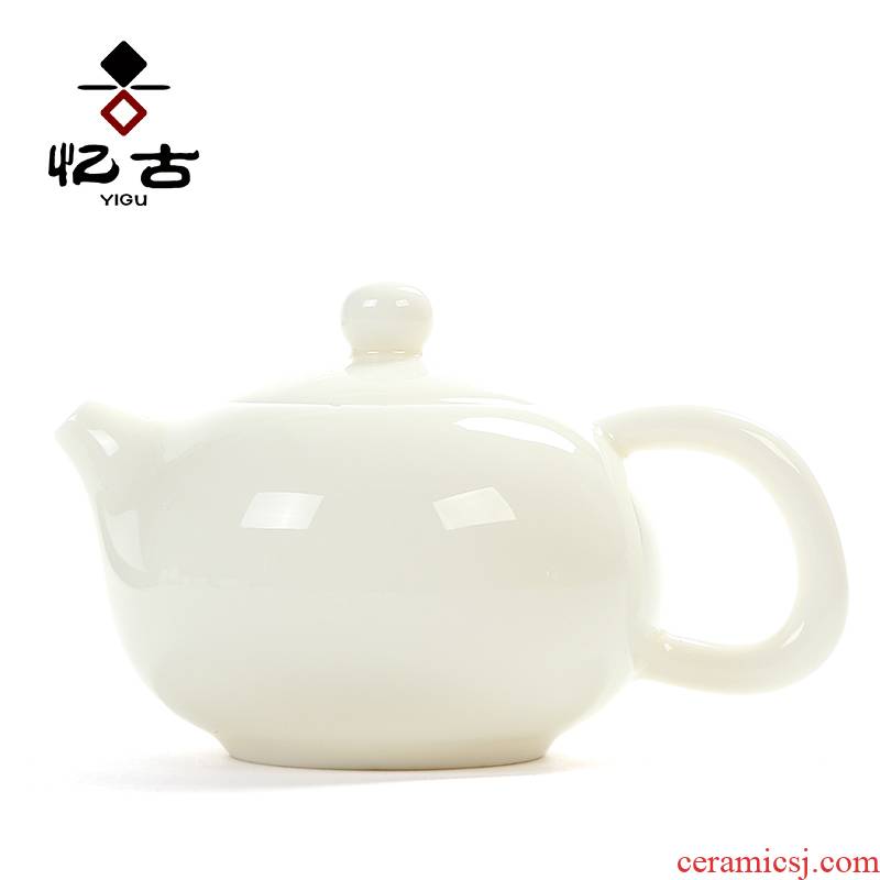 Have the ancient white porcelain ceramic teapot single pot of tea set household kung fu tea set jade teapot dehua porcelain porcelain side put the pot