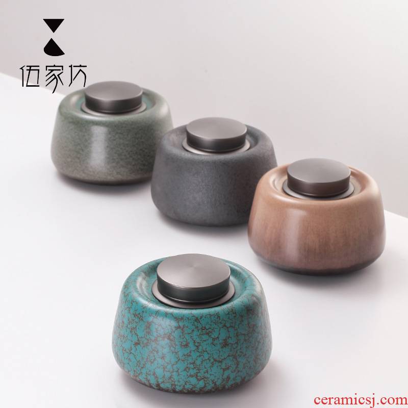 The Wu family fang ceramic tea pot metal belt cover sealed as cans, household tea box storage POTS, POTS