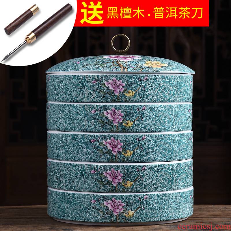 HaoFeng tea cake tin tea set home office box of goods can of pu 'er tea caddy fixings ceramic tea pot POTS