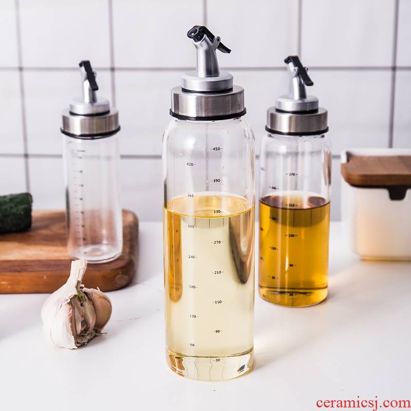 Porcelain soul with transparent glass oil can large scale oil kitchen supplies leakproof balm vinegar bottle bottles of oil tank