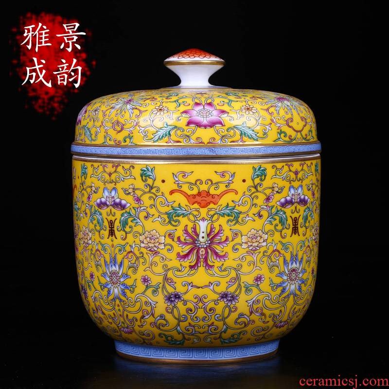 Jingdezhen ceramic household pu - erh tea seal save receives a large new Chinese porcelain decoration storage tank