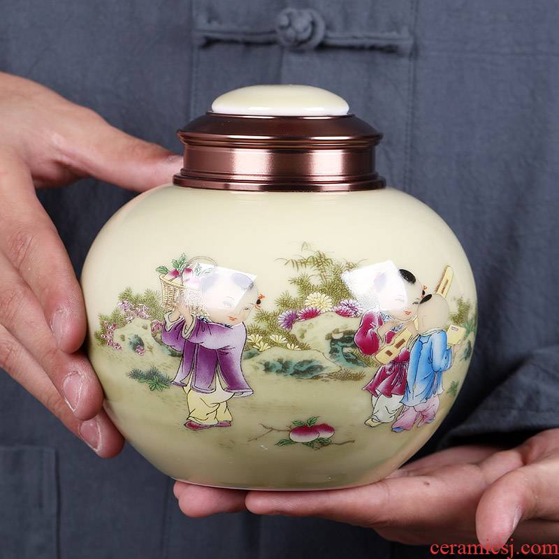 Restoring ancient ways is a portable home scattered tea caddy fixings jingdezhen porcelain pot half jins seal pot a large tea pot