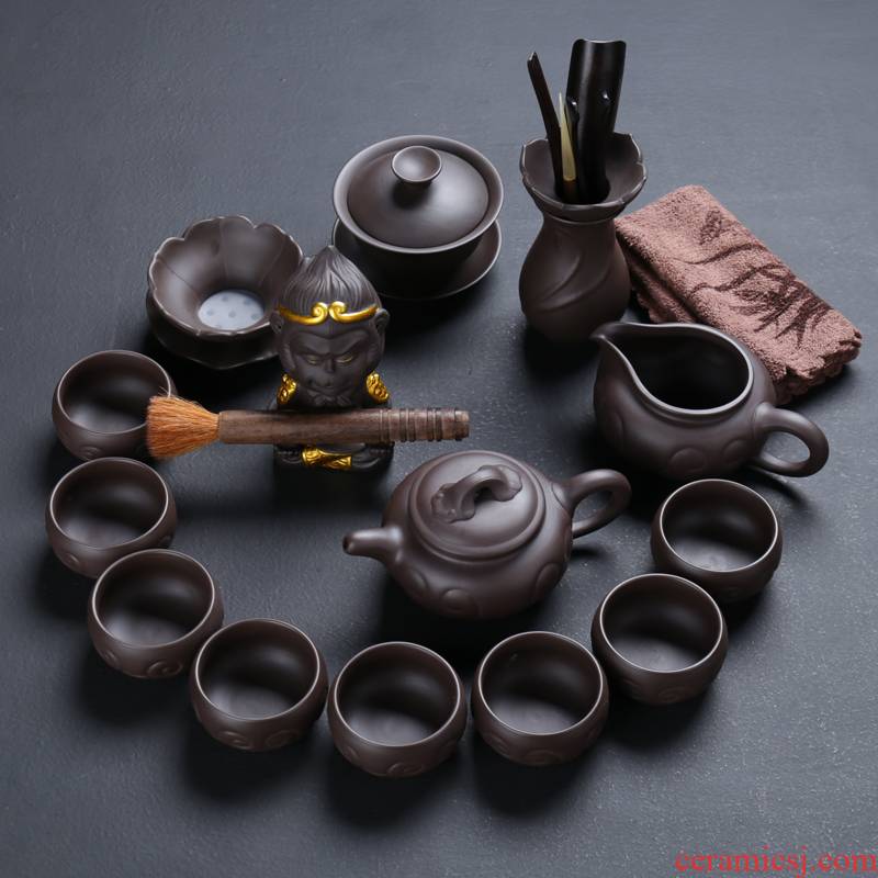 ZongTang violet arenaceous kung fu tea set yixing undressed ore it ceramic household tureen tea gift sets