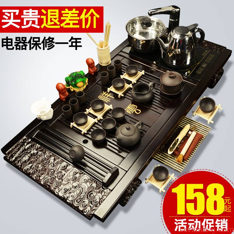 ZongTang tea set suit household pottery and porcelain of a complete set of automatic solid wood tea tray tea contracted kung fu tea tea sea