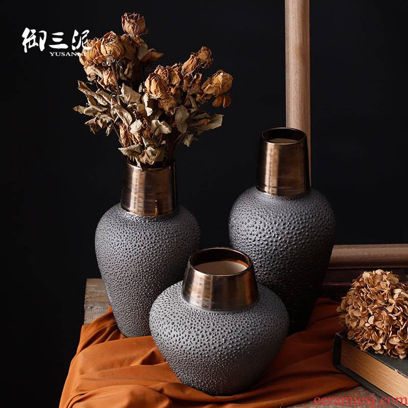 Light the key-2 luxury of I and contracted ceramic vases, dried flower adornment furnishing articles sitting room coarse some ceramic pot retro hydroponic flower arranging flowers