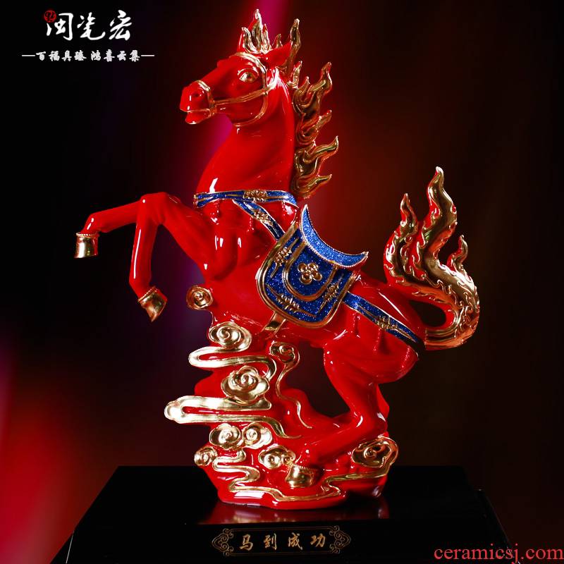 True sheng Chinese red porcelain decorating household act the role ofing is tasted furnishing articles to paint line carve creative decoration housewarming gift horse