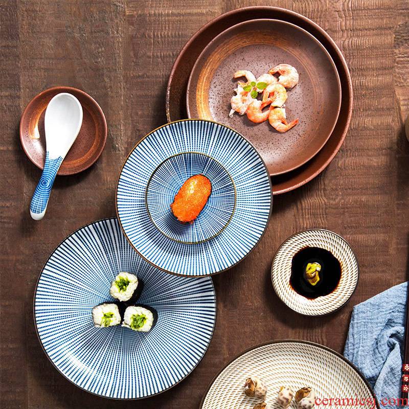 Creative Japanese retro move plate ceramic plate snack plate of pasta dish tray is 0