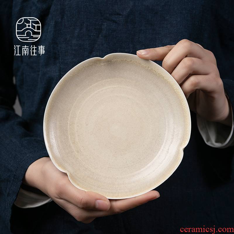 Jiangnan hand pot past bearing dust firewood ceramics kung fu tea accessories tea saucer bearing dry plate dry dip