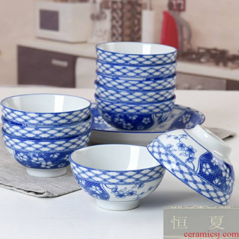 Ceramic bowl five inches household jobs more suits for Chinese who hot under the glaze color creative small blue and white porcelain bowl