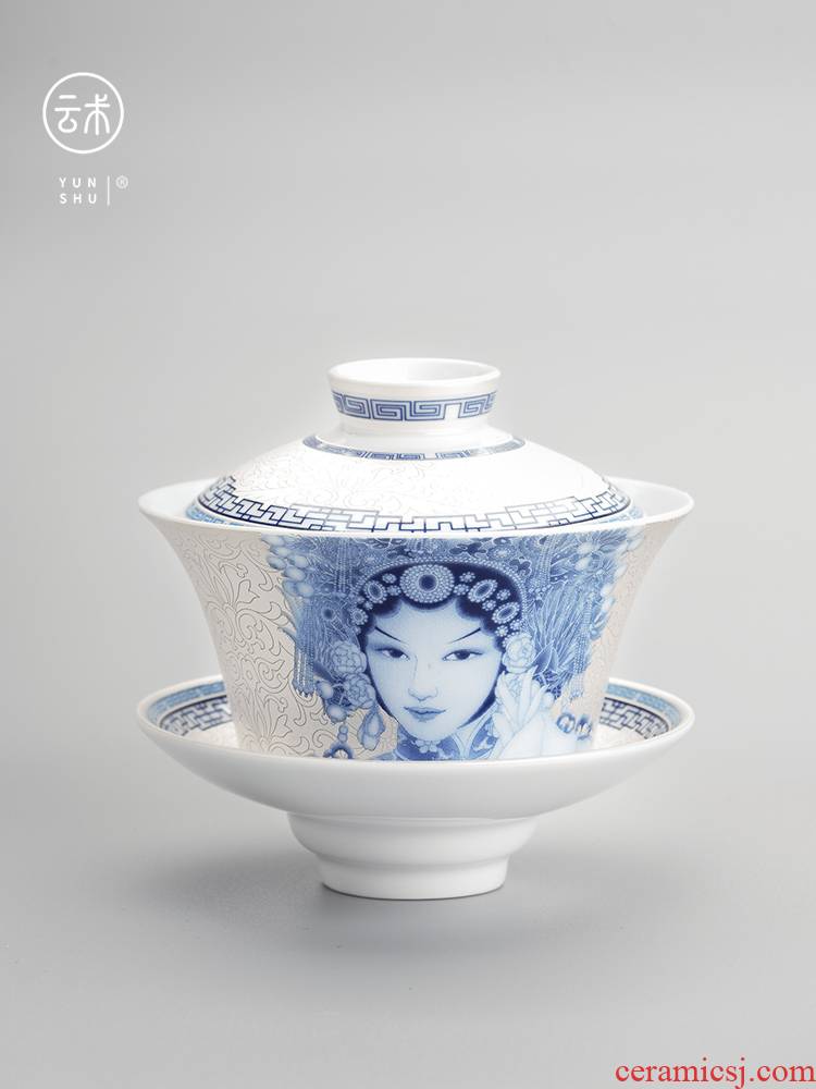 Jingdezhen ceramic tea set drama characters quintessence actress facebook cloud surgery only three tureen tea bowl of kung fu tea set