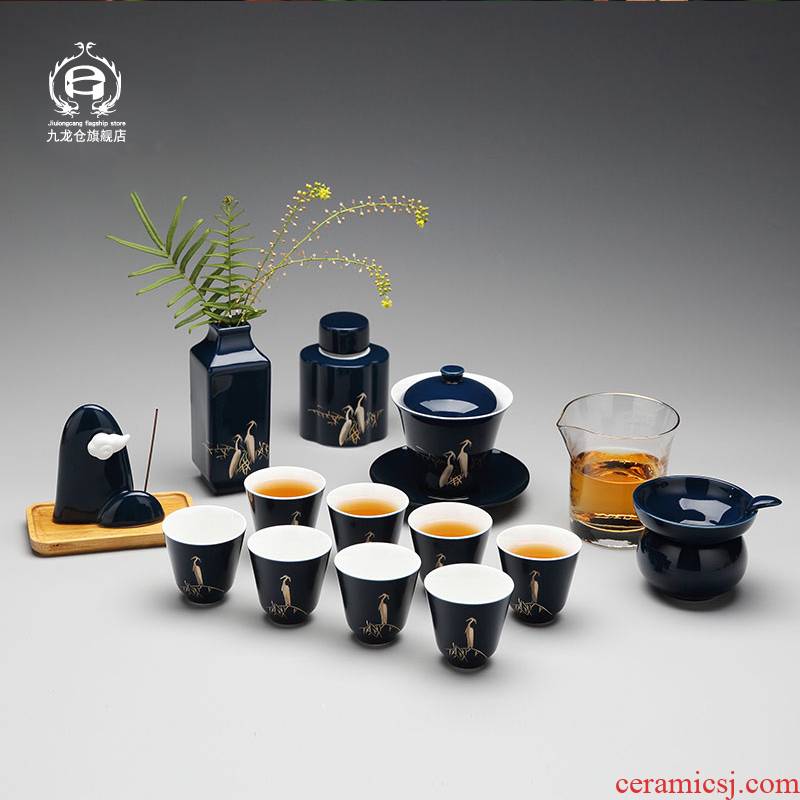 DH jingdezhen kung fu tea set of a complete set of household ceramics contracted modern tea tea teapot teacup
