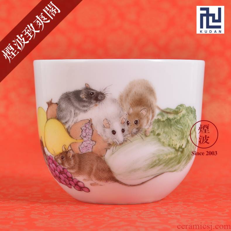 Jingdezhen nine calcinations experienced painters hand - made pastel rat year an abundant cabbage turnip tea cups to recognize the sample tea cup