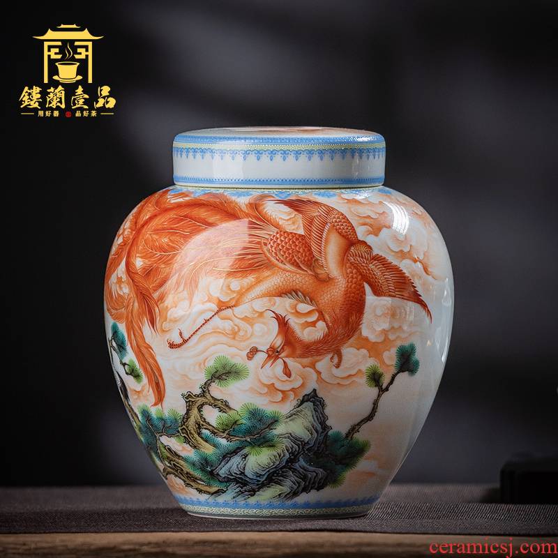 Jingdezhen ceramic all hand pastel phoenix act the role ofing is tasted furnishing articles to form large sealing caddy fixings collection box