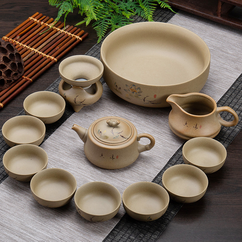 Ronkin household coarse ceramic tea set contracted kung fu tea tureen restoring ancient ways of a complete set of ceramic tea cup teapot