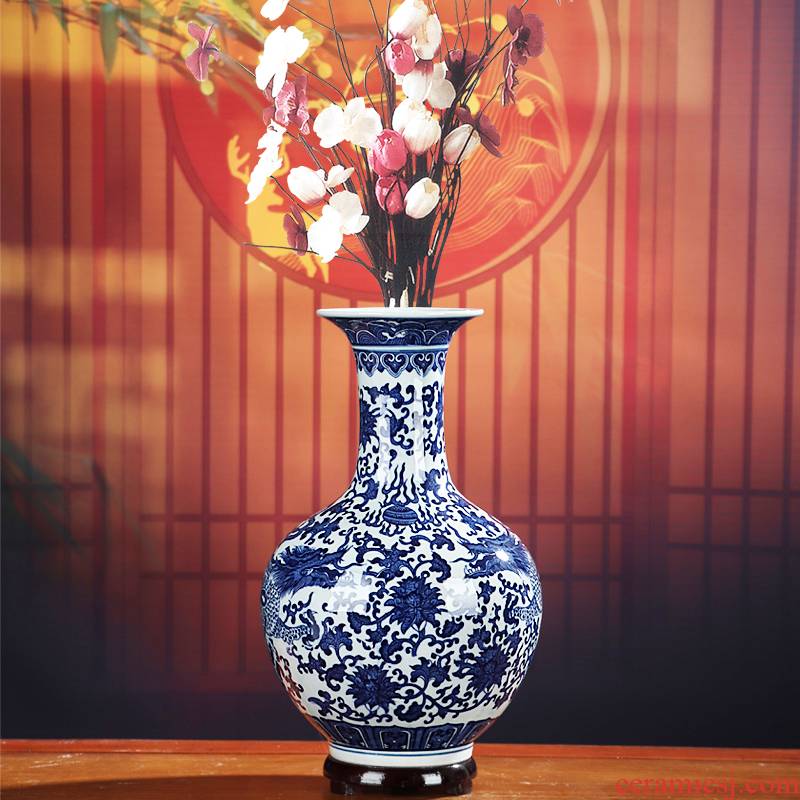 "Dragon" blue and white porcelain of jingdezhen ceramics, vases, flower arranging furnishing articles archaize home little sitting room adornment porcelain