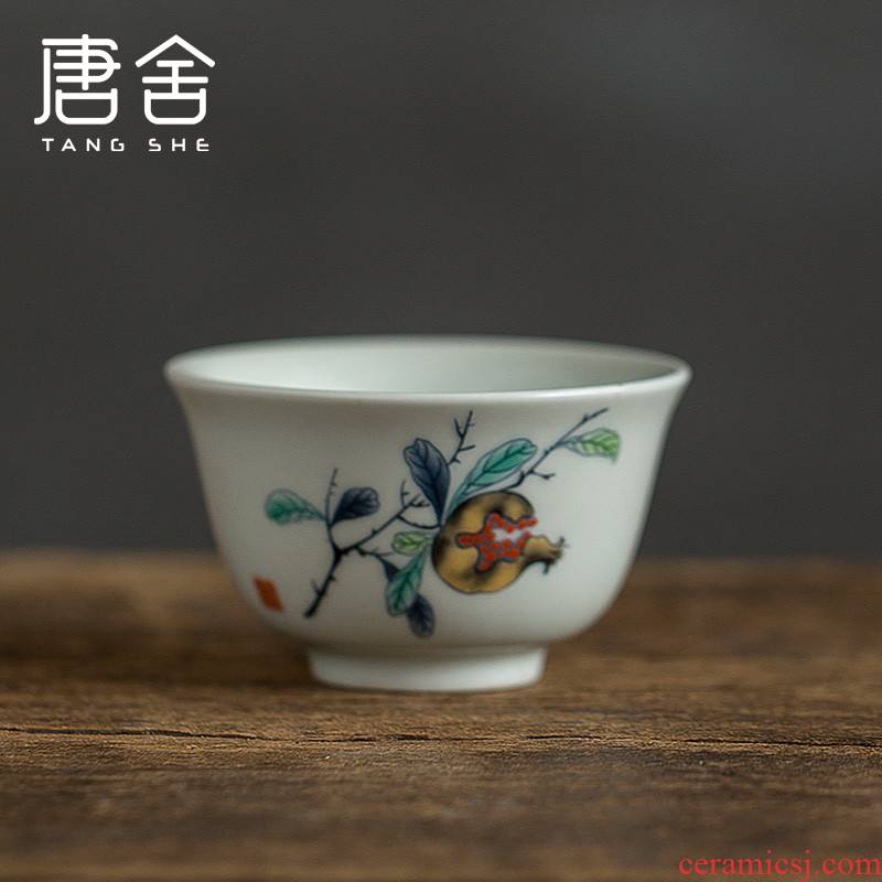 Tang s single archaize pomegranate tea cup checking ceramic cups domestic tea tea taking master cup kung fu tea set