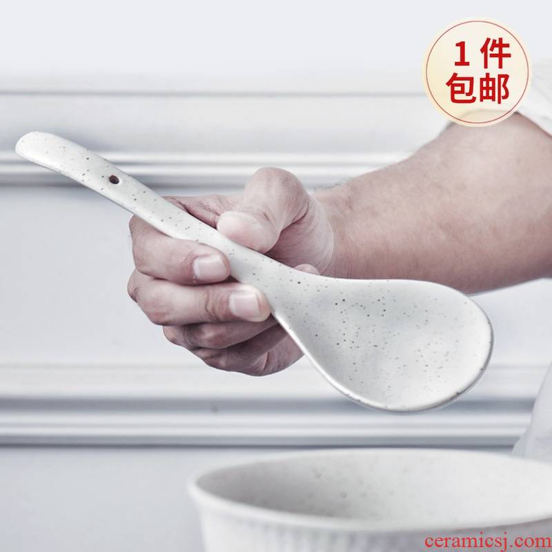 Lototo Japanese ceramics long - handled spoon, creative household tablespoons contracted spoon, spoon, run out