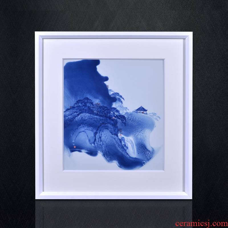 Jingdezhen blue and white porcelain splash ink landscape porcelain plate painting murals sitting room porch study Chinese decorative furnishing articles that hang a picture