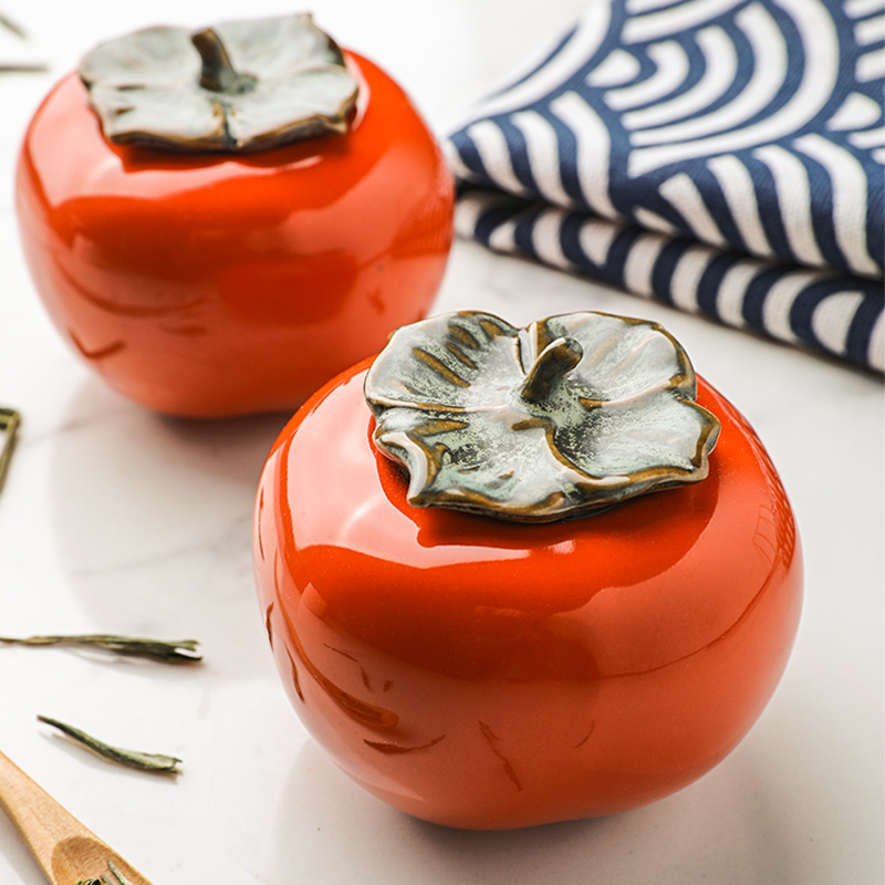 Tinyhome persimmon tea caddy fixings mini portable wake POTS warehouse ceramic POTS scented tea sealed jar
