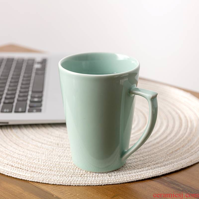 Longquan celadon mugs contracted milk coffee cup men 's and women' s European ceramic cup household glass cup and meeting