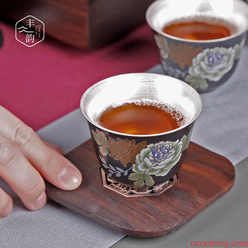 Creative hand - made silver ceramic masters cup coppering. As silver sample tea cup silver tea cup home small tea cup single CPU