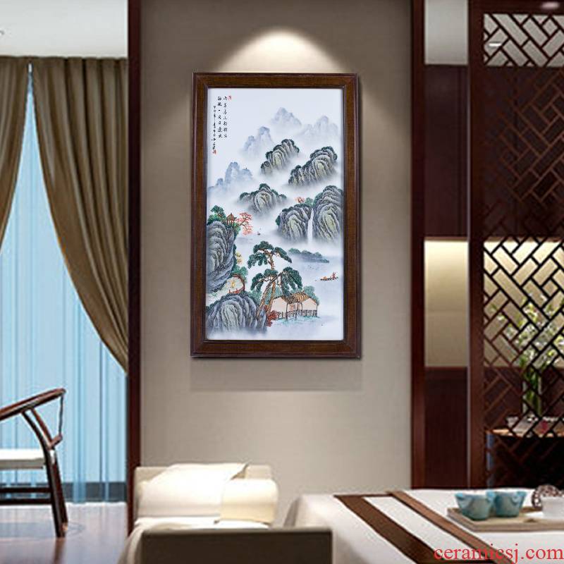 Jingdezhen porcelain plate painting hand - made Chinese style pastel landscape painting the sitting room adornment office housewarming gift that hang a picture