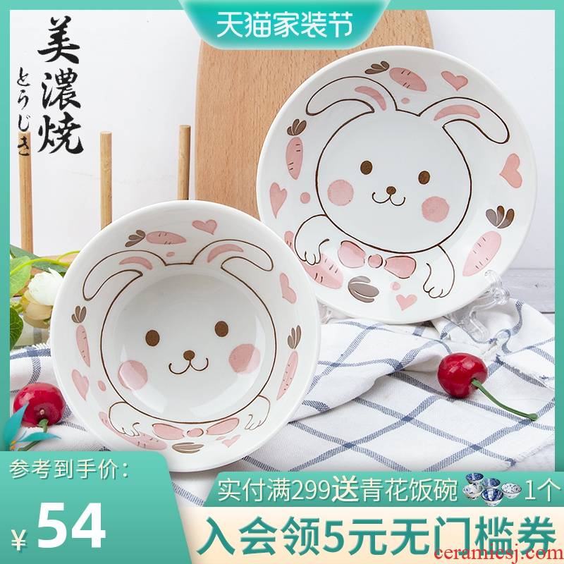 Meinung burn Japan imported ceramic bowl bowl rainbow such use cutlery set to use cartoon bowl of childhood sweethearts bowl bowl of tableware