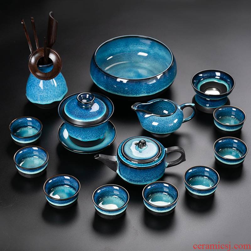 Built lamp that make tea tea set suit household up ceramic cups lid bowl of tea kungfu tea Chinese kung fu